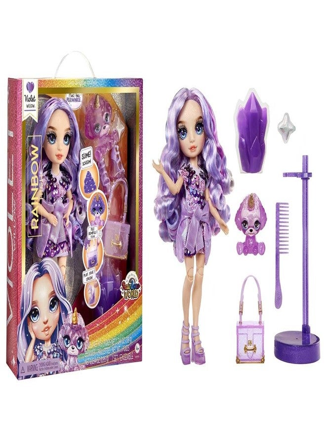 Rainbow High Fashion Doll with Slime & Pet - Violet (Purple) - 28 cm Shimmer Doll with Sparkle Slime, Magical Pet and Fashion Accessories - Kids Toy - Great for Ages 4-12 Years - Image 1